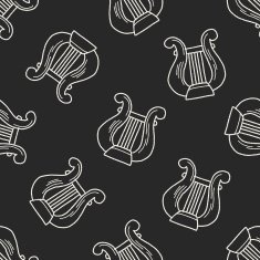 harp doodle seamless pattern background N4