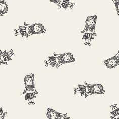 hawaii dancer doodle seamless pattern background