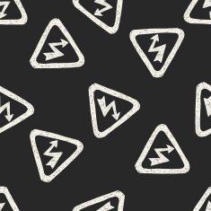 High Voltage sign doodle seamless pattern background