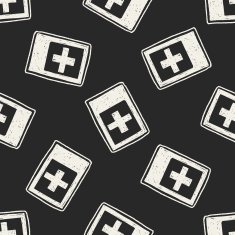 hospital sign doodle seamless pattern background N4