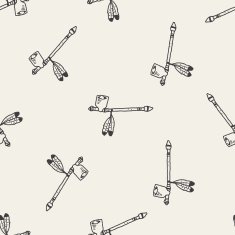 Indians Pipe smoke doodle seamless pattern background