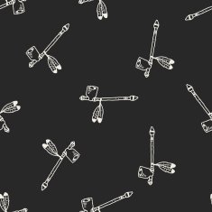 Indians Pipe smoke doodle seamless pattern background N2