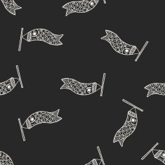 Japanese kite doodle seamless pattern background