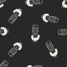 Japanese doll doodle seamless pattern background N4