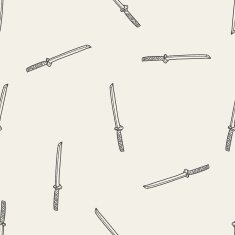 Japanese knife doodle seamless pattern background