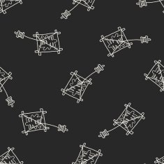 Japanese spring word kite doodle seamless pattern background