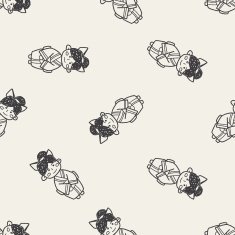 Japanese woman doodle seamless pattern background