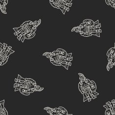 knight doodle seamless pattern background N4