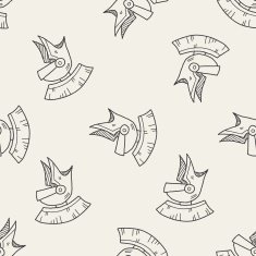 knight helmet doodle seamless pattern background