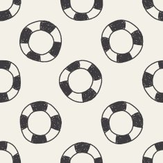 Lifebuoy doodle seamless pattern background