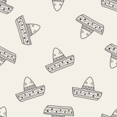 mexican hat doodle seamless pattern background