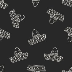 mexican hat doodle seamless pattern background N2