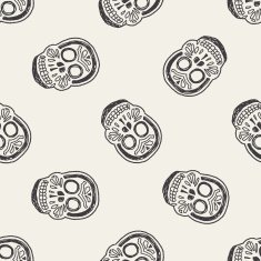 mexican skull doodle seamless pattern background