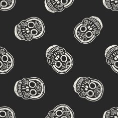 mexican skull doodle seamless pattern background N2