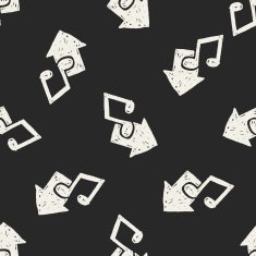 music download doodle seamless pattern background N2