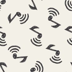 music note doodle seamless pattern background N10