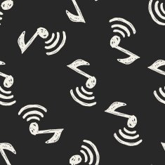 music note doodle seamless pattern background N21
