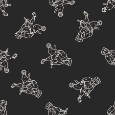ninja doodle seamless pattern background N2
