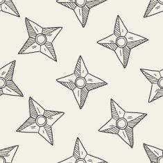 ninja weapon doodle seamless pattern background
