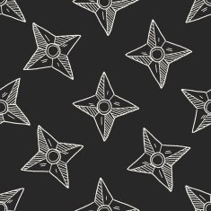 ninja weapon doodle seamless pattern background N3