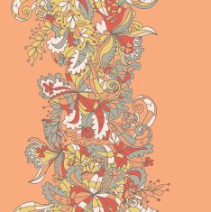 Abstract hand-drawn wave floral pattern N52