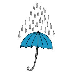 Doodle umbrella and raindrops