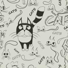 Seamless pattern with doodle cats N2
