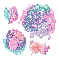 Pastel Doodle Romantic Vector Flowers
