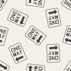 one way sign doodle seamless pattern background