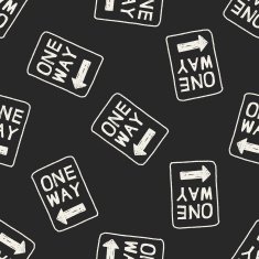 one way sign doodle seamless pattern background N2