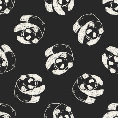 panda doodle seamless pattern background
