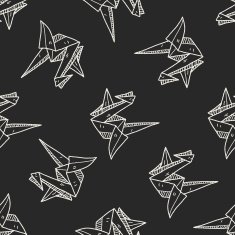 paper bird doodle seamless pattern background
