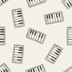 piano doodle seamless pattern background