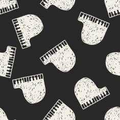 piano doodle seamless pattern background N2