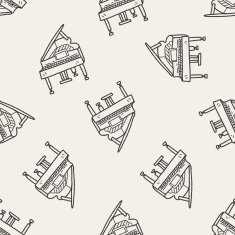 piano doodle seamless pattern background N4