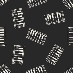 piano doodle seamless pattern background N5