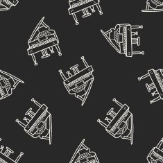 piano doodle seamless pattern background N6