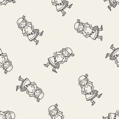 pirate doodle seamless pattern background