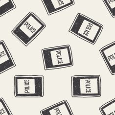 police station doodle seamless pattern background