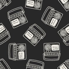 radio doodle seamless pattern background N3