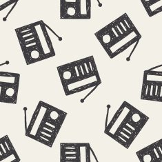 radio doodle drawing seamless pattern background