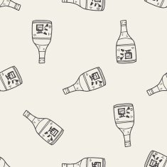 sake doodle seamless pattern background