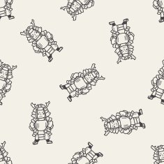 samurai doodle seamless pattern background N2