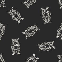 samurai doodle seamless pattern background N5