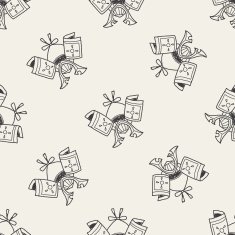 samurai helmet doodle seamless pattern background