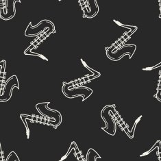 Saxophone doodle seamless pattern background N2