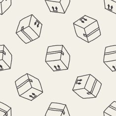 shipping box doodle seamless pattern background N3