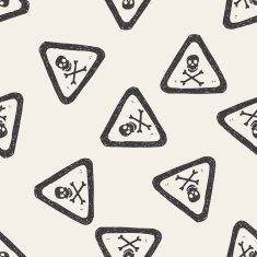 skull danger sign doodle seamless pattern background