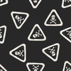 skull danger sign doodle seamless pattern background N2