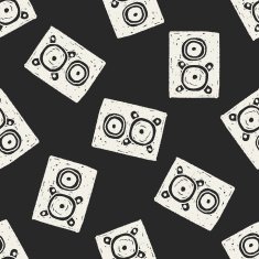 speaker doodle seamless pattern background N6